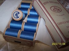 Mercerie ancienne : bobine dmc retors d'Alsace. Bleu ciel. Réf : 309