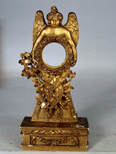 Rare porte pendulette / montre 18e siècle bois sculpté doré. B538