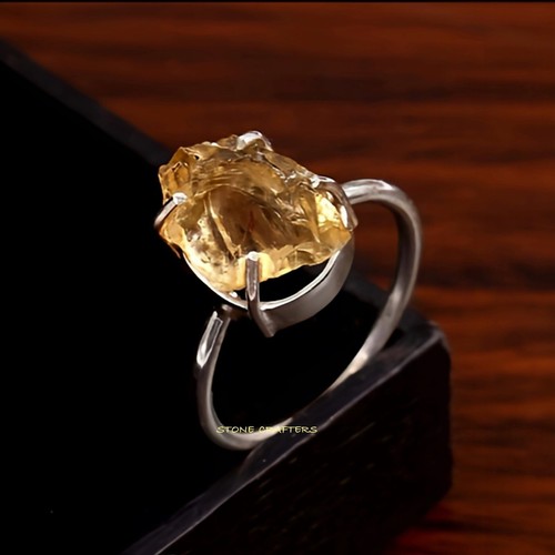 Grande bague citrine brute - , +
