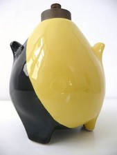 PIED DE LAMPE TRIPODE BICOLORE JAUNE & NOIR ANNEES 50