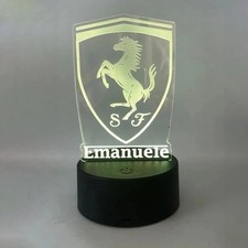 Lampe Led Scuderia Ferrari Personnalisée Avec Nom 7 Couleurs Plexiglass Gravé