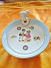 ancienne assiette à bouillie avec bouchon oiseau porcelaine limoges