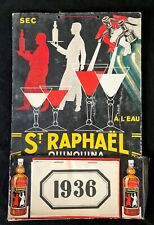 RARE carton publicitaire ST RAPHAEL quinquina 1936 no Plaque Emaillée