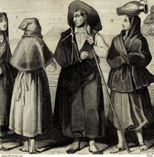 Espagne Madrid Costume Traditionnel Servante Paysans - Gravure originale XIXe