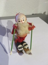 Très ancienne décoration de Noël "Père Noël sur les skis"