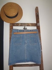 38 PULL & BEAR JUPE JEANS DROIT BAS POCHES WESTERN H.42CM MI TOP CHIC SEXY   TRE