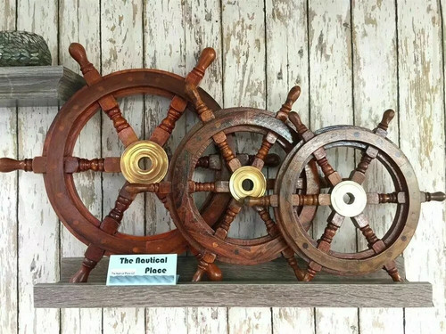 Roue navire bois massif - roue, en