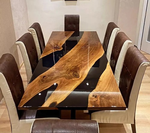 Table bois époxy noir - bois,