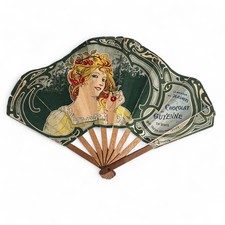 Eventail Publicité Chocolat Guyenne Printemps Era MUCHA Art Nouveau 1900 Pub Fan