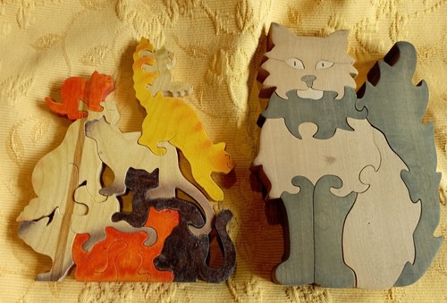 Puzzles bois thème chats - en,
