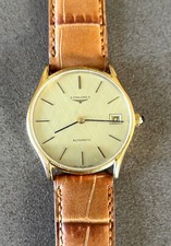 Montre homme automatique Longines ultra plate vintage ronde, plaqué or cuir