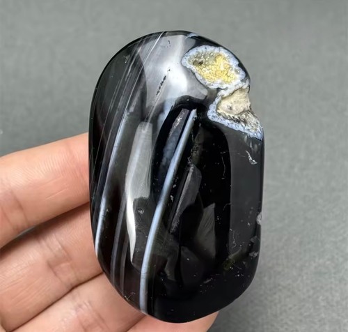 Agate noire rayée - noire,