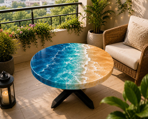 Table basse ronde époxy