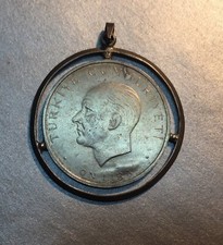 10 LIRA 1960 ON / TURQUIE 27e REVOLUTION MAI ATATURK MONNAIE ARGENT / PENDENTIF