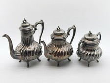 Service à Thé, Café, Sucre - Travail Anglais du XXème - Métal Argenté - 14#