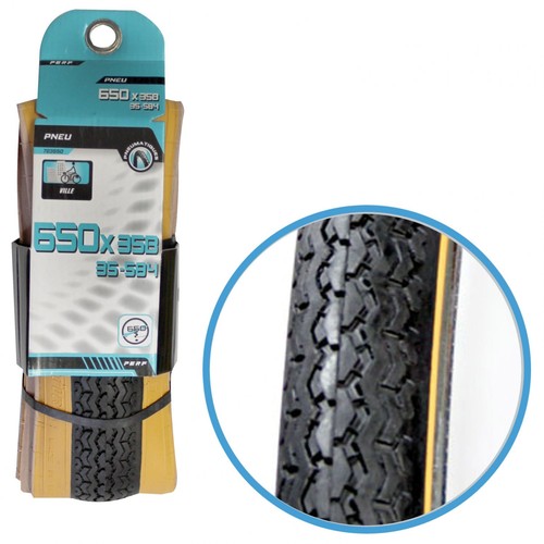 Pneu velo 650 35b brun - velo, brun/noir