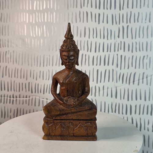 Hand carved wooden thai buddha - carved,