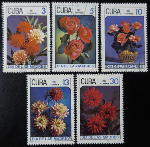 Timbres 1cuba fleurs - du,