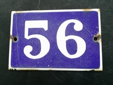 PLAQUE EMAILLE ANCIENNE NUMERO DE RUE 56