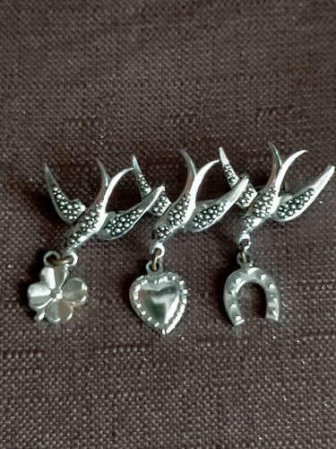 Broche vintage hirondelles - broche,