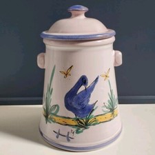 Ancien Pot En Terre Cuite Signé FA (A Identifier) Oiseau Collection Céramique 