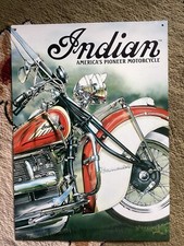 plaque en tôle publicitaire,moto Indian,(pas Émaillé ).Indian Motorcycle 40x29cm