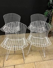 4 Chaises vintages Harry Bertoia Wire en maille de Fer Laqué Blanc Knoll