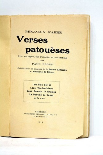 Livre ancien fabre verses - ancien,