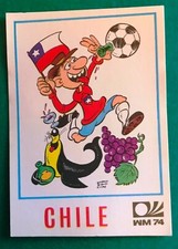 PANINI WORLD CUP MUNCHEN 74' # 132 MASCOTTE CHILI / CHILE RARE ORIGINAL STICKER 