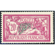 FRANCE N°208 TYPE MERSON 20FFr LILAS-ROSE TIMBRE NEUF** ANNÉE 1926 SIGNÉ BRUN
