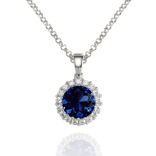 Collier pendentif bleu saphir - collier,