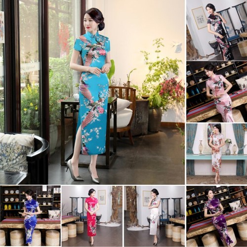 Femme chinois qipao faux soie - femme,