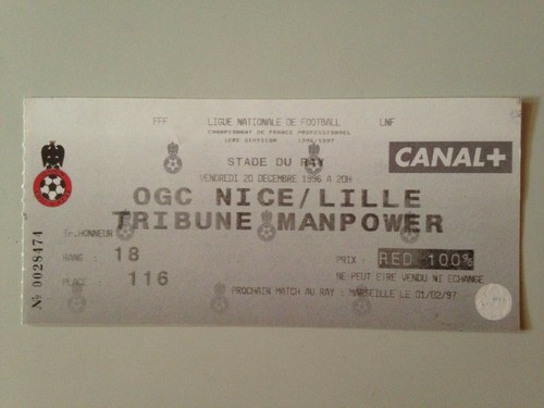 Ticket match nice lille 20 - -,