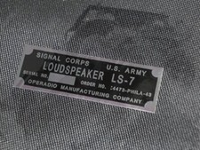 LABEL PLAQUETTE PLAQUE HP OPE RADIO LOUDSPEAKER LS7 jeep willys us ww2