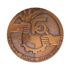 Médaille vintage en bronze syndicalisme CGT / Force Ouvrière 1947-1977