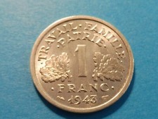 RARE TROUVAILLE MONNAIE  1 FRANC  1943 ALU FRANCISQUE QUALITEE SPL/FDC- COTE 60€