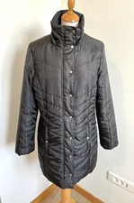 manteau T42 doudoune noir longue chaude zip et boutons col haut 867!