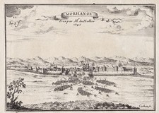 Morhange Moselle Lorraine Lothringen Gravure Estampe Beaulieu Engraving 1680