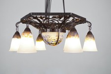 Daum - Lustre en fer forgé et pâte de verre