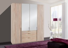 Armoire New York À Portes Coulissantes 180Cm En Chêne Sägerau Avec Miroirs
