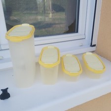 tupperware lot de 4 boîtes  riz farine modulaire 2 ouvertures jaune vintage 