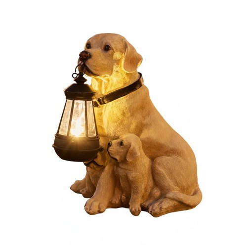 Statue chien avec lanterne - statue,