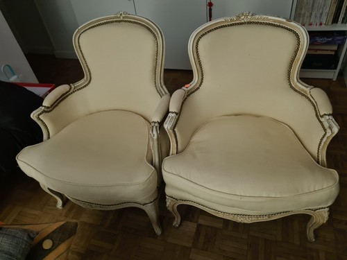 Paire fauteuils bergère à - de,