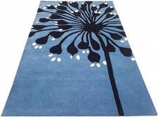 Tapis touffeté à la main bleu et blanc | Tapis contemporain | Salon | Zone laine