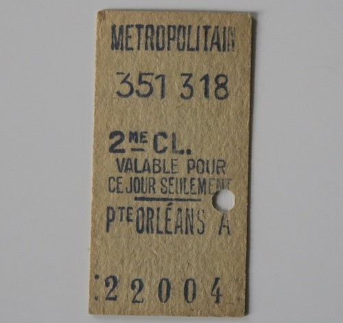Ancien ticket métro 1933 - métro,
