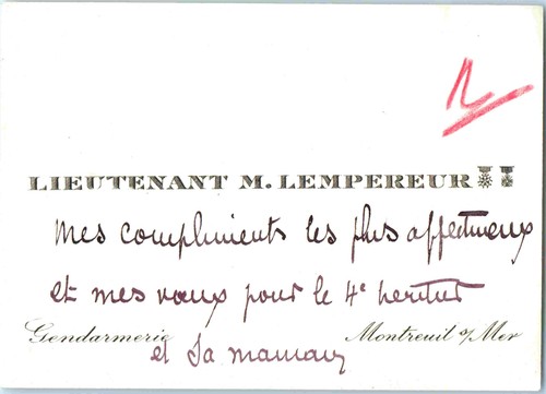 Carte visite lieutenant - , m
