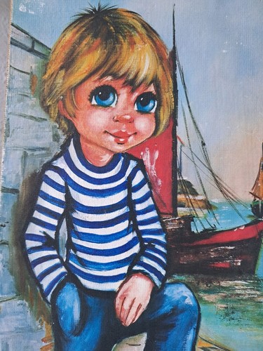 Tableau garçon yeux bleu - tableau, au