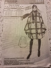 patron femme 11 2025 CAPE EN TWEED  M. T.  36 à  52  (ou 4 patrons 10  E)