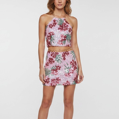 Maje pink hibiscus sequins - maje,