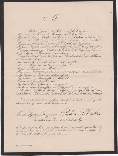1914 faire part décès - 1914,